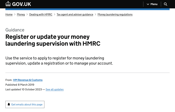 Screenshot of gov.uk included in PDF walkthrough of process